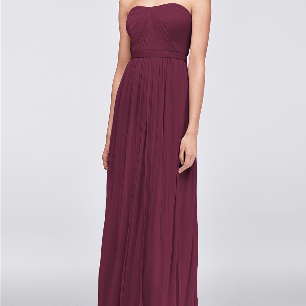 Wine David’s Bridal bridesmaid dress